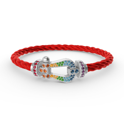 [Ornora Jewelry]FORC LARGE HORSESHOE  COLORED DIAMOND BRACELET SILVER