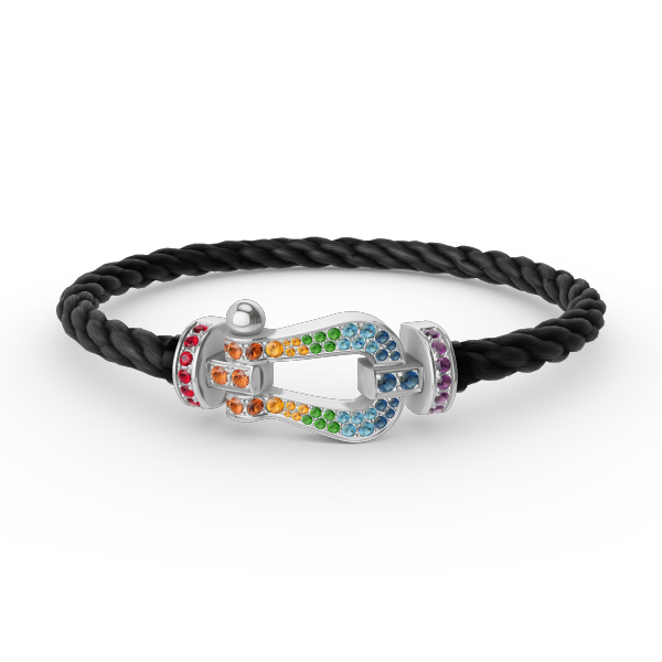 [Ornora Jewelry]FORC LARGE HORSESHOE  COLORED DIAMOND BRACELET SILVER
