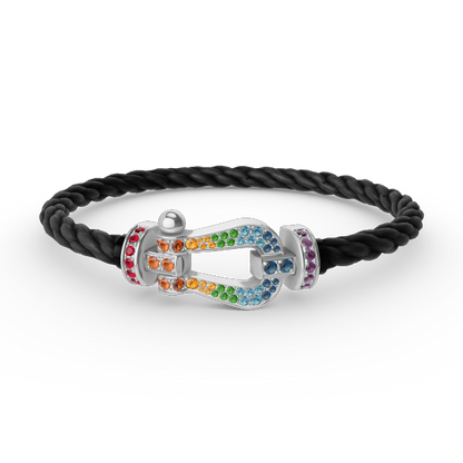 [Ornora Jewelry]FORC LARGE HORSESHOE  COLORED DIAMOND BRACELET SILVER