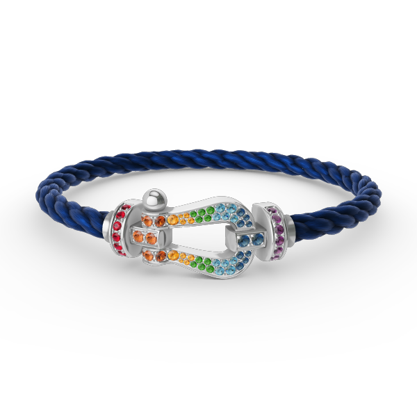 [Ornora Jewelry]FORC LARGE HORSESHOE  COLORED DIAMOND BRACELET SILVER