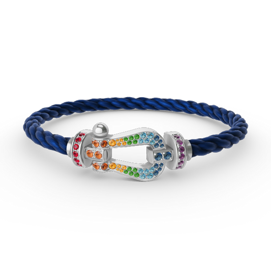 [Ornora Jewelry]FORC LARGE HORSESHOE  COLORED DIAMOND BRACELET SILVER