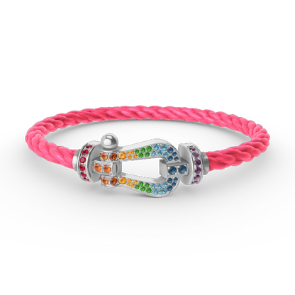 [Ornora Jewelry]FORC LARGE HORSESHOE  COLORED DIAMOND BRACELET SILVER