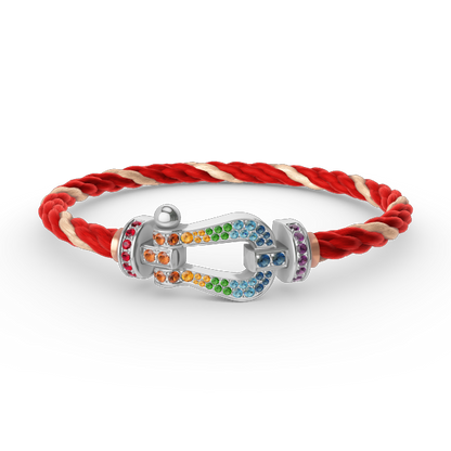 [Ornora Jewelry]FORC LARGE HORSESHOE  COLORED DIAMOND BRACELET SILVER