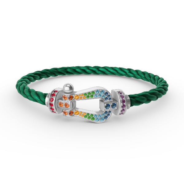 [Ornora Jewelry]FORC LARGE HORSESHOE  COLORED DIAMOND BRACELET SILVER