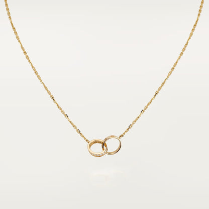 [Ornora Jewelry]LOVE DOUBLE RING HALF DIAMOND NECKLACE