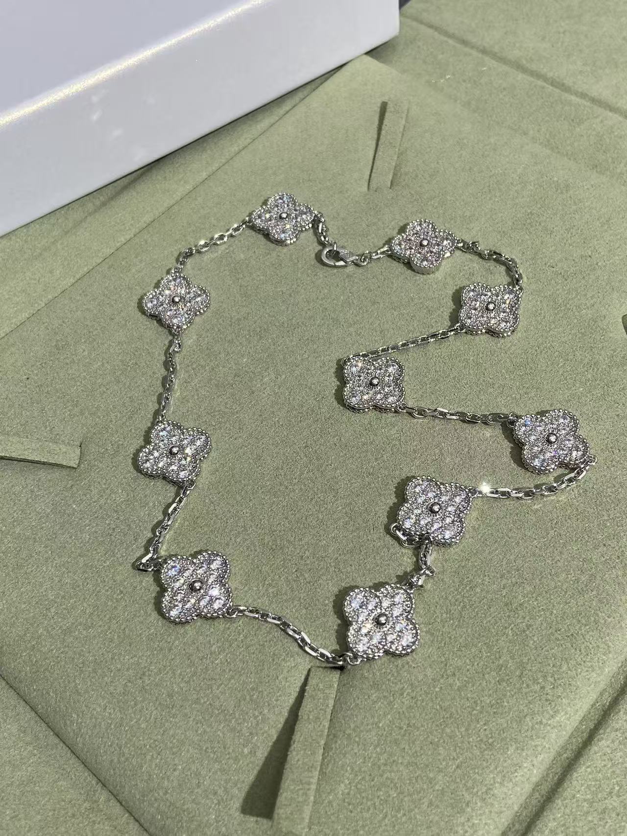 [Ornora Jewelry]CLOVER 10 MOTIFS  FULL DIAMOND NECKLACE
