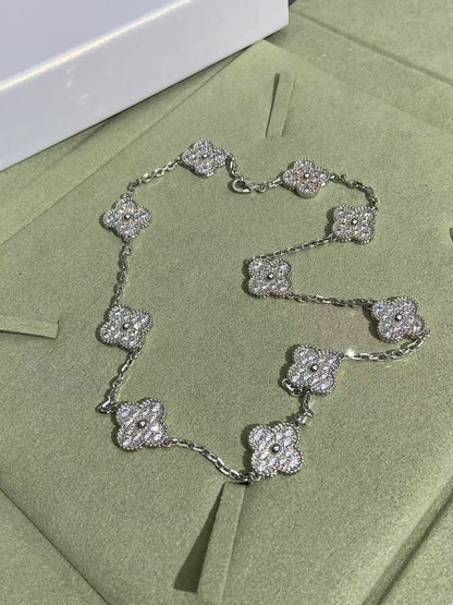 [Ornora Jewelry]CLOVER 10 MOTIFS  FULL DIAMOND NECKLACE