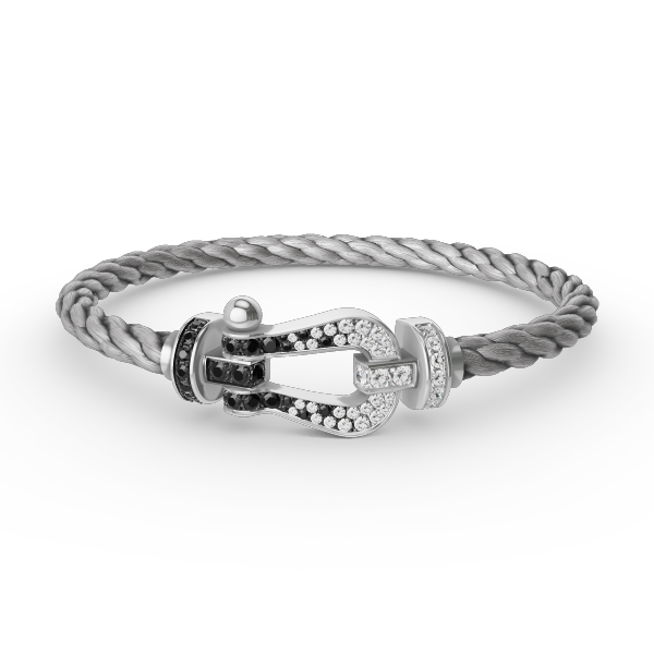 [Ornora Jewelry]FORCE LARGE HORSESHOE BLACK WHITE DIAMOND BRACELET SILVER