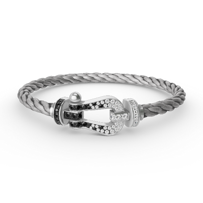[Ornora Jewelry]FORCE LARGE HORSESHOE BLACK WHITE DIAMOND BRACELET SILVER