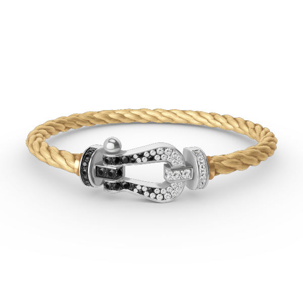 [Ornora Jewelry]FORCE LARGE HORSESHOE BLACK WHITE DIAMOND BRACELET SILVER