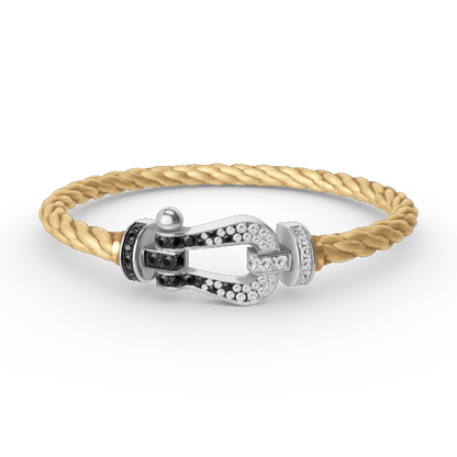 [Ornora Jewelry]FORCE LARGE HORSESHOE BLACK WHITE DIAMOND BRACELET SILVER