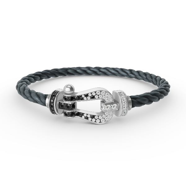 [Ornora Jewelry]FORCE LARGE HORSESHOE BLACK WHITE DIAMOND BRACELET SILVER