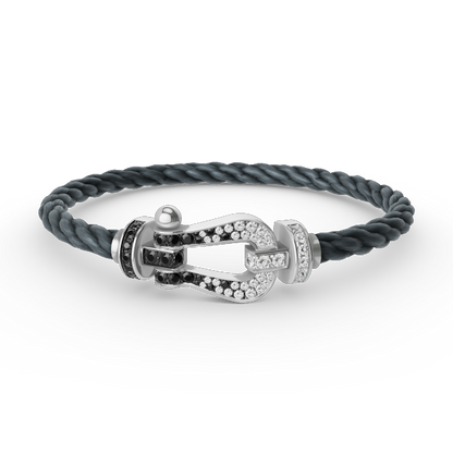 [Ornora Jewelry]FORCE LARGE HORSESHOE BLACK WHITE DIAMOND BRACELET SILVER