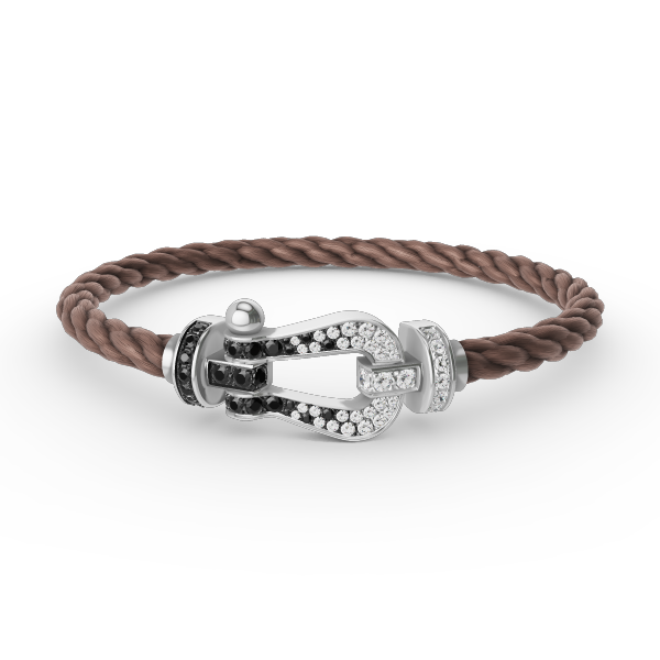 [Ornora Jewelry]FORCE LARGE HORSESHOE BLACK WHITE DIAMOND BRACELET SILVER