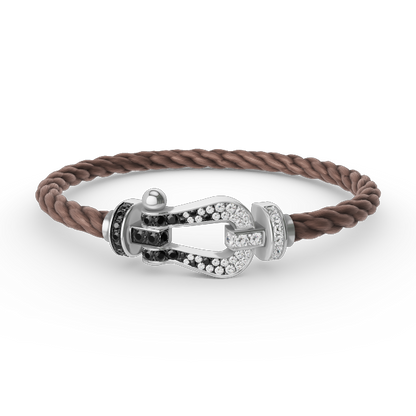 [Ornora Jewelry]FORCE LARGE HORSESHOE BLACK WHITE DIAMOND BRACELET SILVER