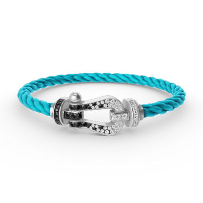 [Ornora Jewelry]FORCE LARGE HORSESHOE BLACK WHITE DIAMOND BRACELET SILVER