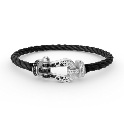 [Ornora Jewelry]FORCE LARGE HORSESHOE BLACK WHITE DIAMOND BRACELET SILVER
