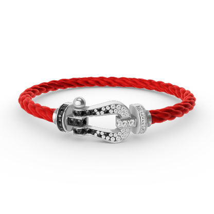 [Ornora Jewelry]FORCE LARGE HORSESHOE BLACK WHITE DIAMOND BRACELET SILVER