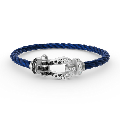 [Ornora Jewelry]FORCE LARGE HORSESHOE BLACK WHITE DIAMOND BRACELET SILVER