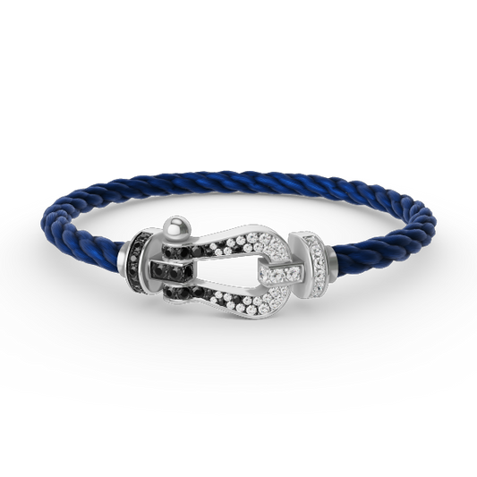 [Ornora Jewelry]FORCE LARGE HORSESHOE BLACK WHITE DIAMOND BRACELET SILVER