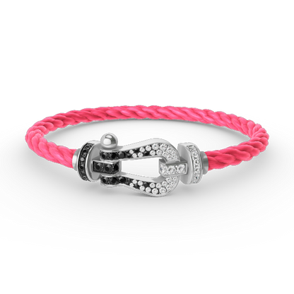 [Ornora Jewelry]FORCE LARGE HORSESHOE BLACK WHITE DIAMOND BRACELET SILVER