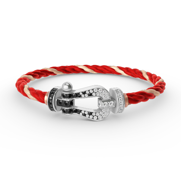 [Ornora Jewelry]FORCE LARGE HORSESHOE BLACK WHITE DIAMOND BRACELET SILVER