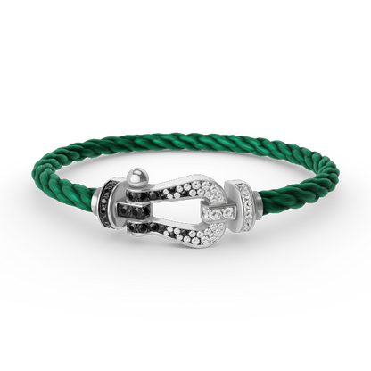 [Ornora Jewelry]FORCE LARGE HORSESHOE BLACK WHITE DIAMOND BRACELET SILVER