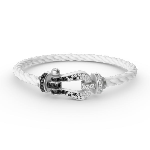 [Ornora Jewelry]FORCE LARGE HORSESHOE BLACK WHITE DIAMOND BRACELET SILVER