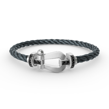 [Ornora Jewelry]FORCE LARGE HORSESHOE BLACK DIAMOND BRACELET SILVER