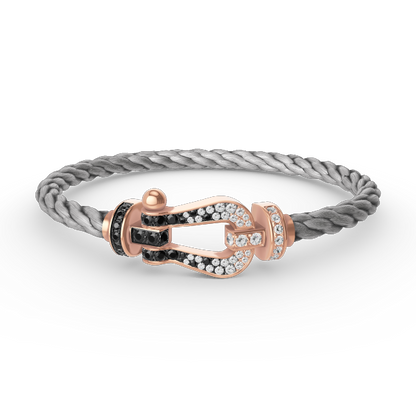 [Ornora Jewelry]FORCE LARGE HORSESHOE BLACK WHITE DIAMOND BRACELET ROSE GOLD