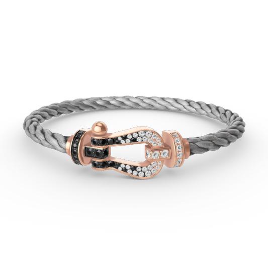 [Ornora Jewelry]FORCE LARGE HORSESHOE BLACK WHITE DIAMOND BRACELET ROSE GOLD
