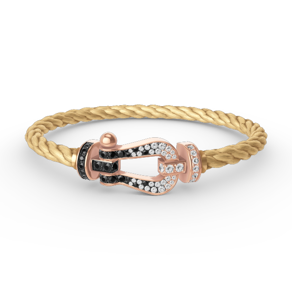 [Ornora Jewelry]FORCE LARGE HORSESHOE BLACK WHITE DIAMOND BRACELET ROSE GOLD