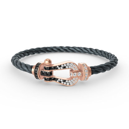 [Ornora Jewelry]FORCE LARGE HORSESHOE BLACK WHITE DIAMOND BRACELET ROSE GOLD