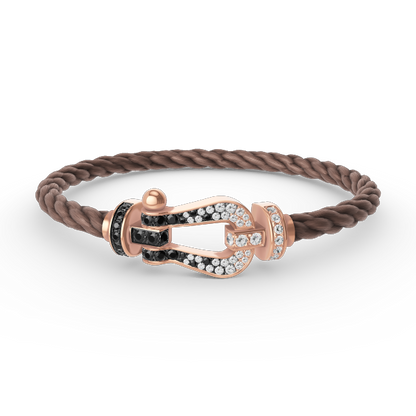 [Ornora Jewelry]FORCE LARGE HORSESHOE BLACK WHITE DIAMOND BRACELET ROSE GOLD