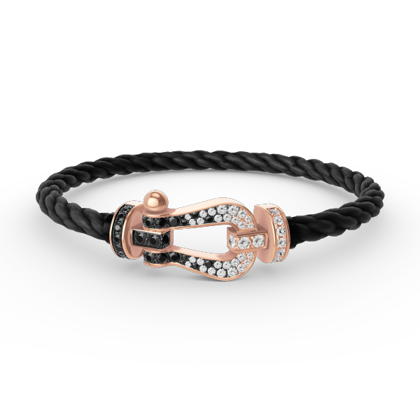 [Ornora Jewelry]FORCE LARGE HORSESHOE BLACK WHITE DIAMOND BRACELET ROSE GOLD