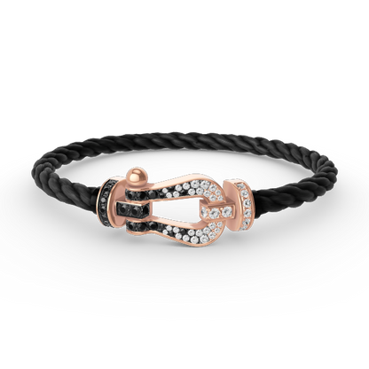 [Ornora Jewelry]FORCE LARGE HORSESHOE BLACK WHITE DIAMOND BRACELET ROSE GOLD