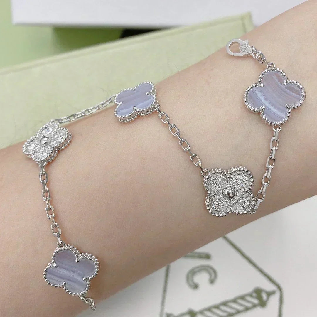 [Ornora Jewelry] CLOVER 5 MOTIF PURPLE CHALCEDONY BRACELET COLLECTION