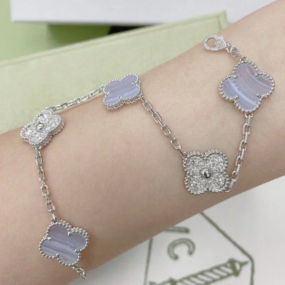 [Ornora Jewelry] CLOVER 5 MOTIF PURPLE CHALCEDONY BRACELET COLLECTION