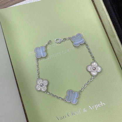[Ornora Jewelry] CLOVER 5 MOTIF PURPLE CHALCEDONY BRACELET COLLECTION
