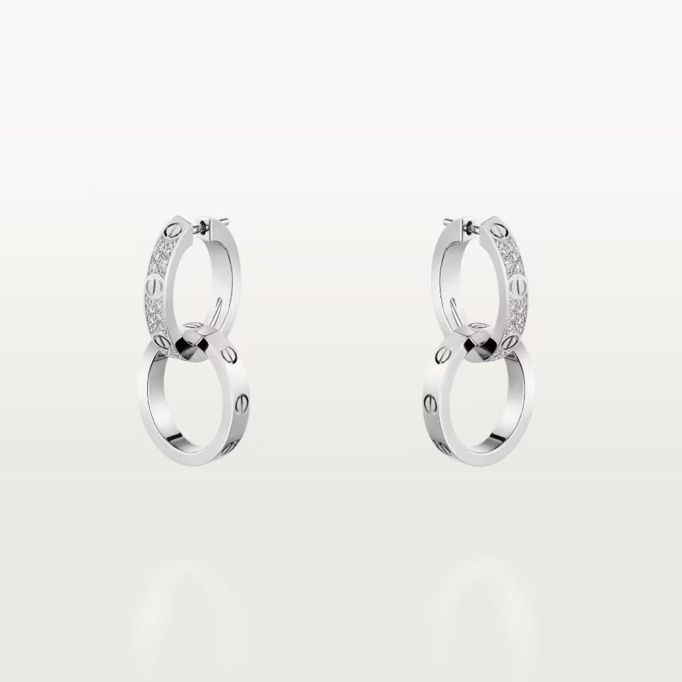[Ornora Jewelry]LOVE 3.3MM DANGLE HALF DIAMOND EARRINGS