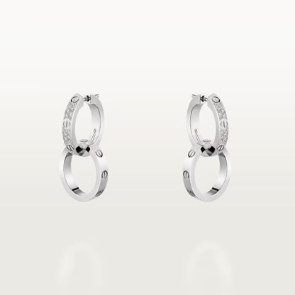 [Ornora Jewelry]LOVE 3.3MM DANGLE HALF DIAMOND EARRINGS