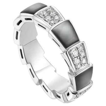 [Ornora Jewelry]SERPENTI RING SILVER DIAMOND BLACK MOP 4MM