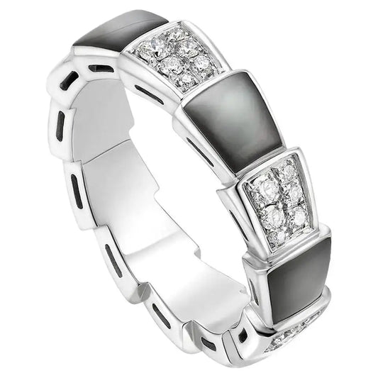 [Ornora Jewelry]SERPENTI RING SILVER DIAMOND BLACK MOP 4MM