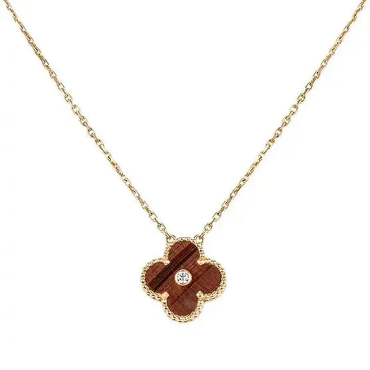 [Ornora Jewelry]CLOVER 15MM DIAMOND AND YELLOW TIGER'S EYE AGATE necklace