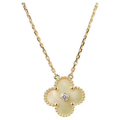 [Ornora Jewelry]CLOVER 15MM DIAMOND GOLD MOTHER OF PEARL NECKLACE