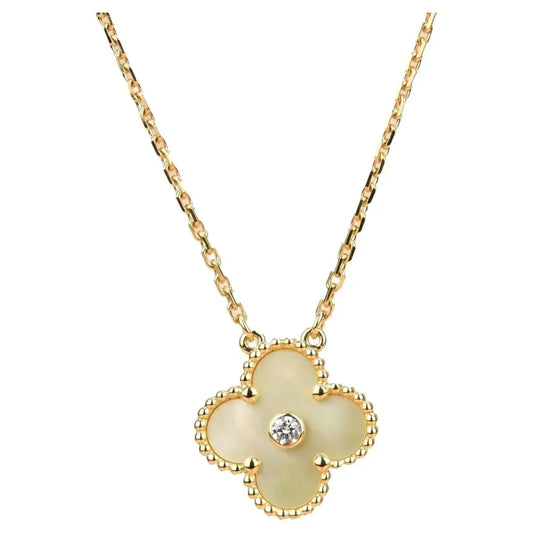 [Ornora Jewelry]CLOVER 15MM DIAMOND GOLD MOTHER OF PEARL NECKLACE