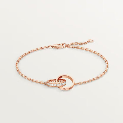 [Ornora Jewelry]LOVE DOUBLE RING HALF DIAMOND BRACELET
