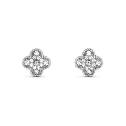 [Ornora Jewelry]CLOVER 1 MOTIFS DIAMOND STUD EARRINGS SILVER