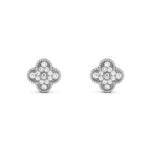 [Ornora Jewelry]CLOVER 1 MOTIFS DIAMOND STUD EARRINGS SILVER