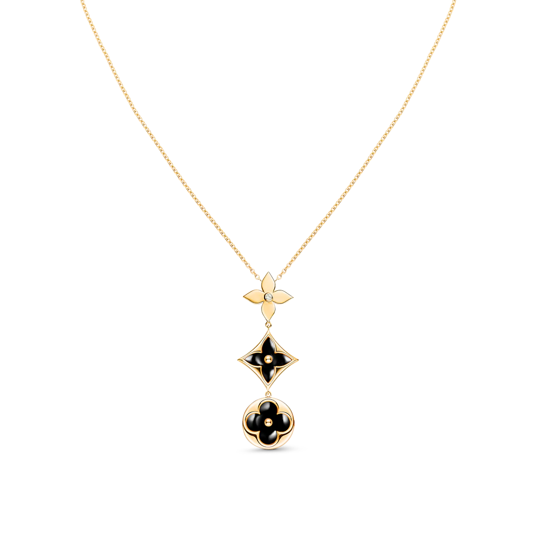 [Ornora Jewelry]STAR AND SUN ONYX PINK GOLD NECKLACE